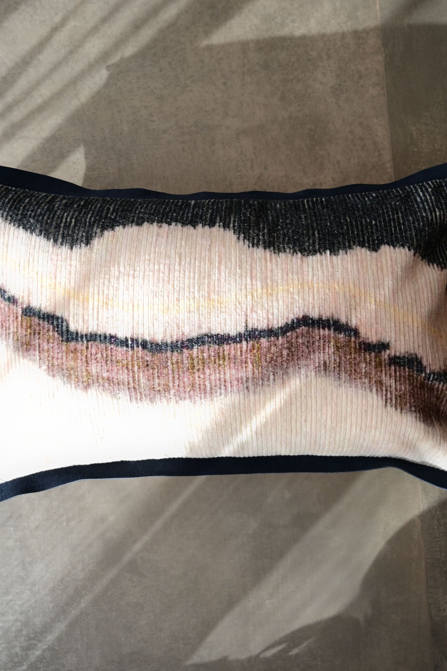 Noir Lumbar Printed & Embroidered Cushion Cover