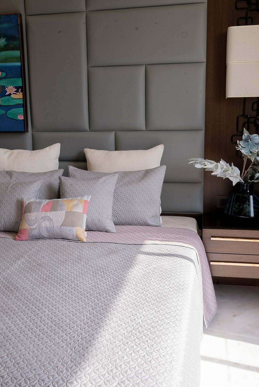 ZATURN GREY COTTON BEDSPREAD SET