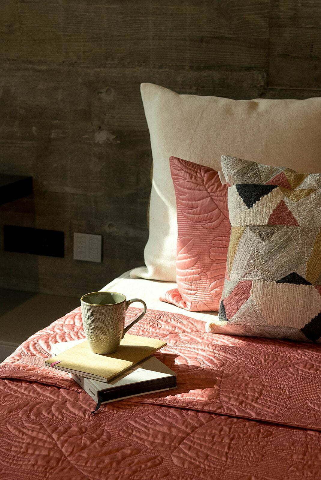 MALTA DEEP ROSE COTTON BEDSPREAD SET