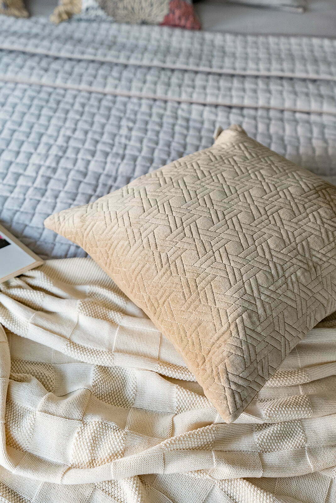 ZEUS BEIGE VELVET CUSHION COVER
