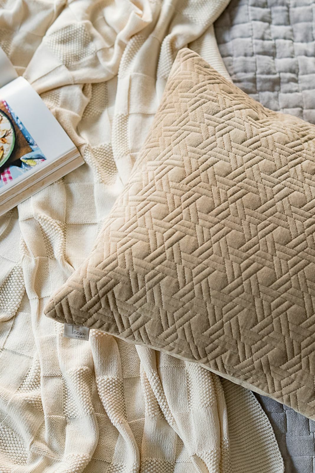 ZEUS BEIGE VELVET CUSHION COVER