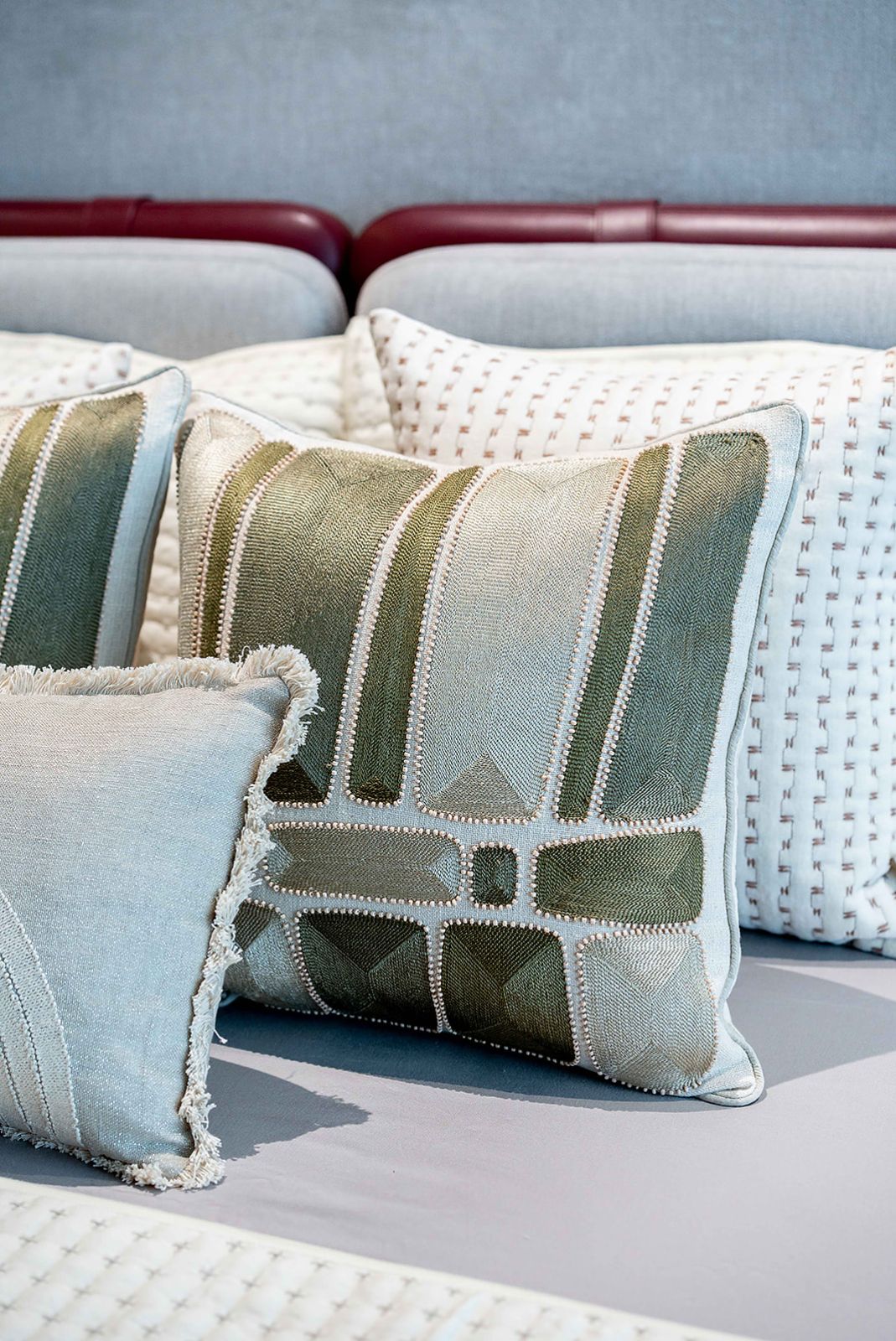 JADE HAND EMBROIDED CUSHION COVER