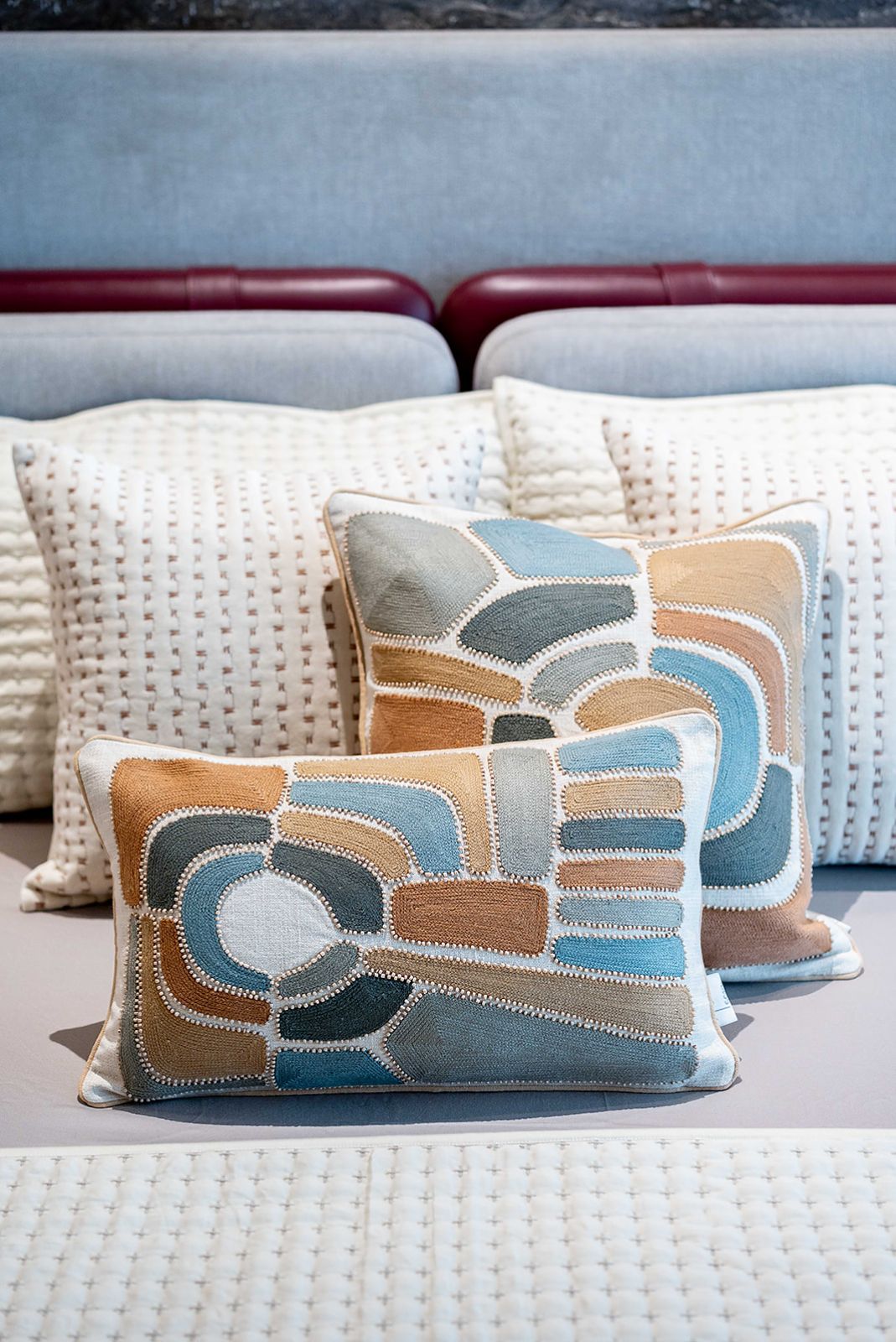 AMBER HAND EMBROIDED CUSHION COVER