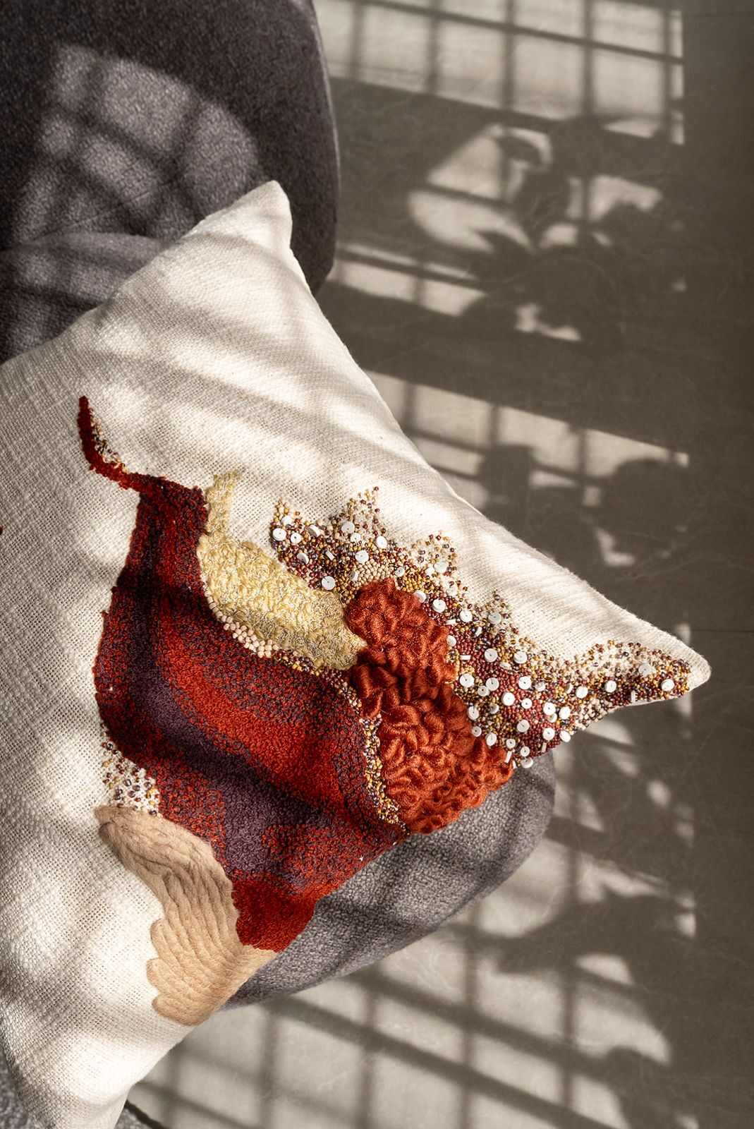 RUBY HAND EMBROIDED CUSHION COVER