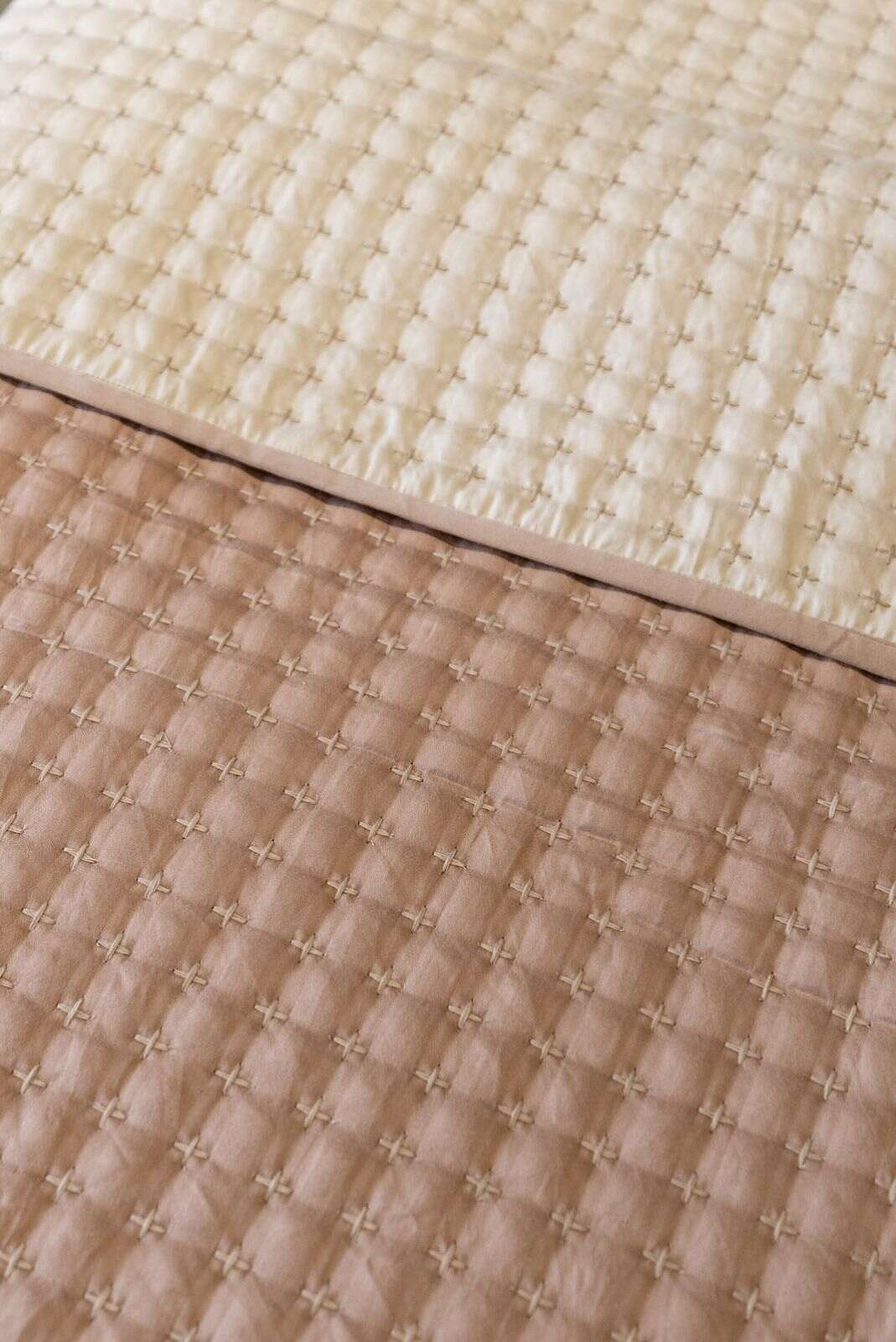 CLAIRE MOUSSE AND IVORY REVERSIBLE BEDSPREAD SET