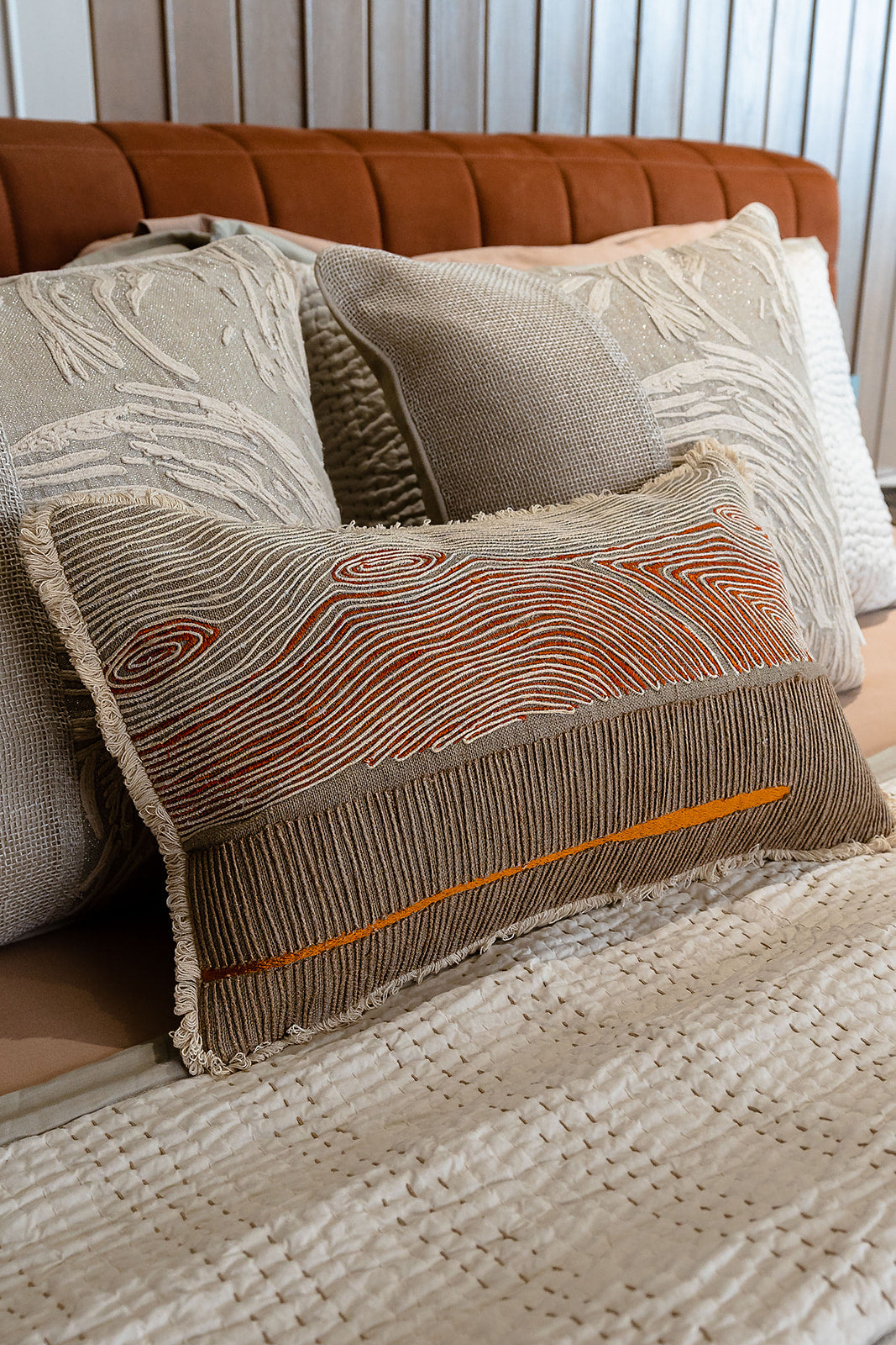 SONEVA EMBROIDERED LUMBAR CUSHION COVER