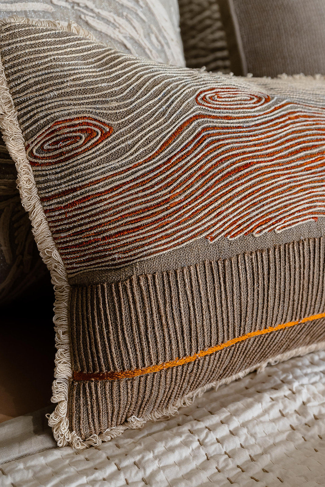 SONEVA EMBROIDERED LUMBAR CUSHION COVER