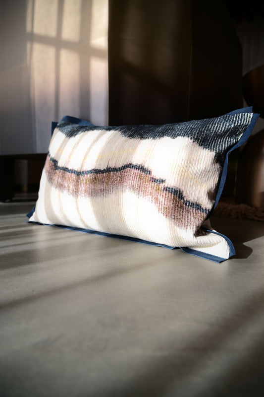 Noir Lumbar Printed & Embroidered Cushion Cover