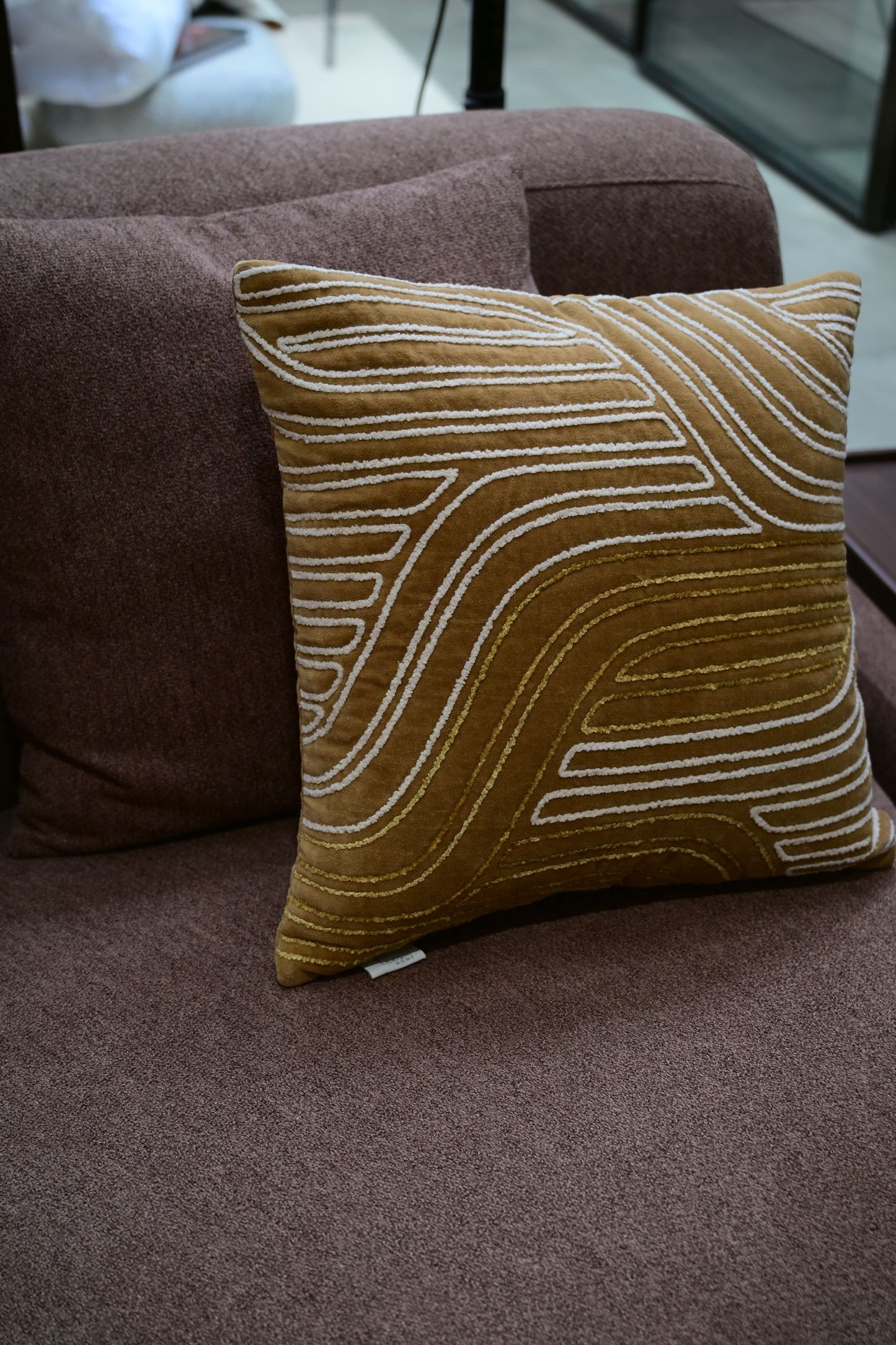 Sakura Brown and Ivory Velvet Cushion Cover