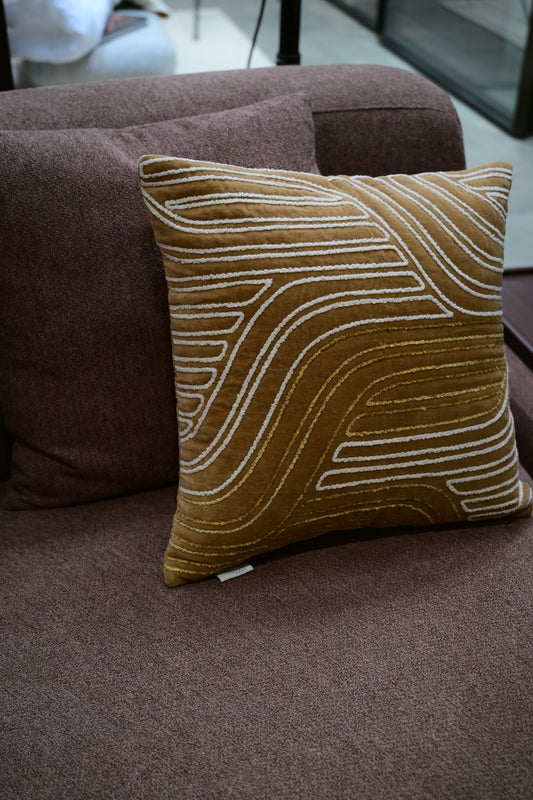 Sakura Brown and Ivory Velvet Cushion Cover