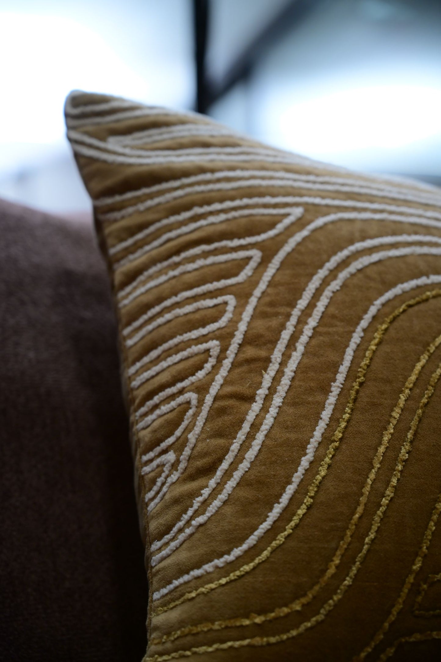Sakura Brown and Ivory Velvet Cushion Cover
