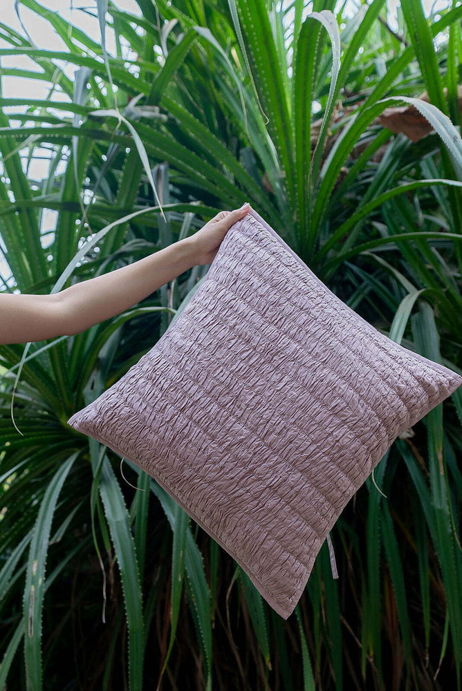 Emma Dusty Pink Smocked Cotton Cushion Cover