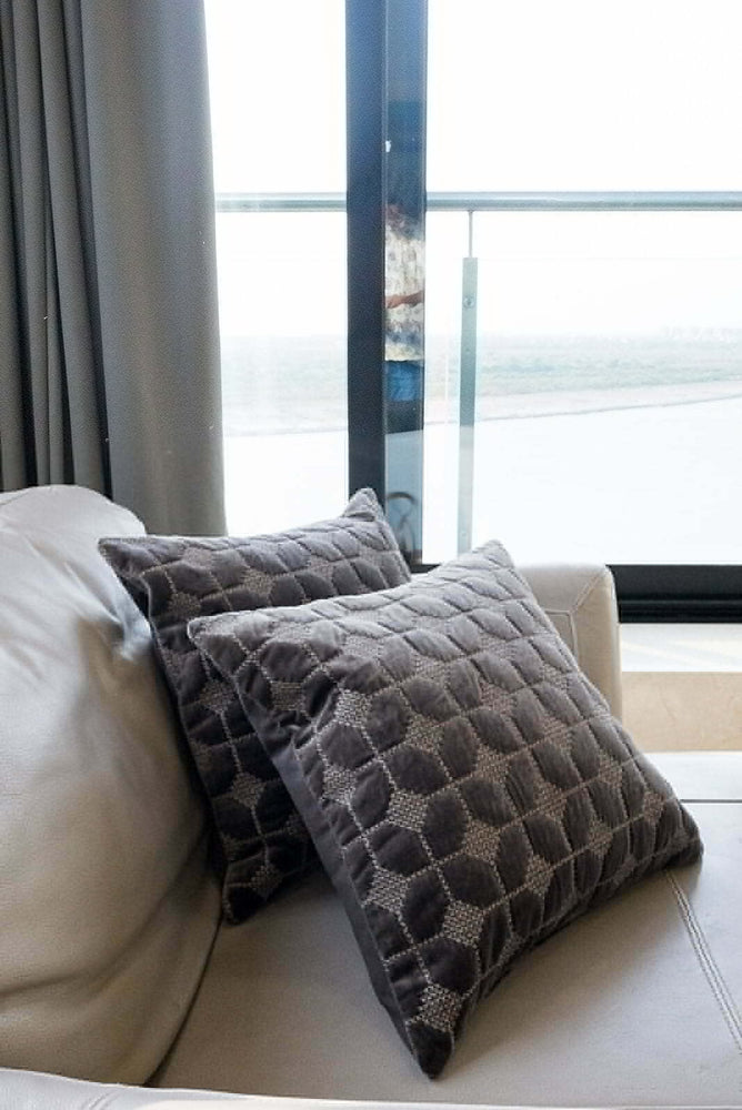 Luna Dark Grey Cotton Velvet Cushion Cover