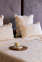 Dancing Lotus Ivory Cotton Bedspread Set