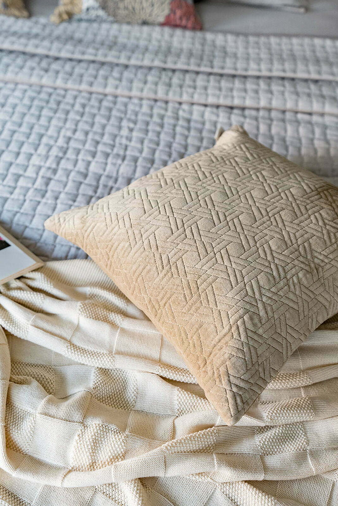 Zeus Beige Velvet Cushion Cover
