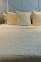 Emma Ivory Smocked Cotton Cushion Cover
