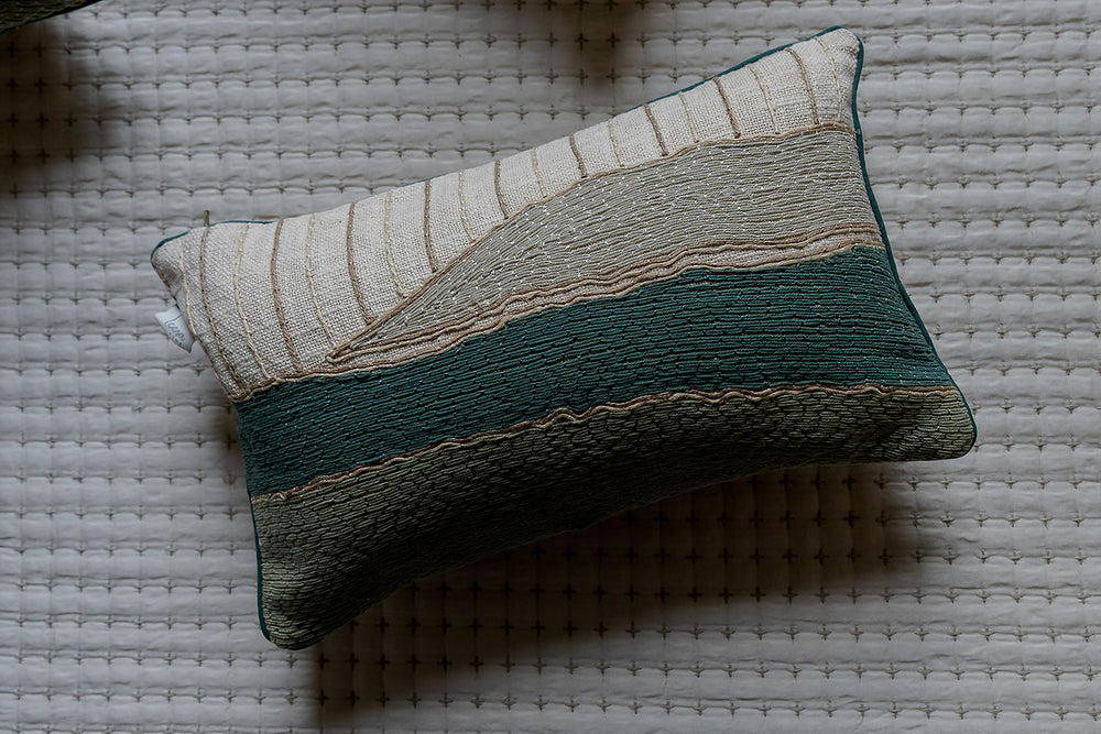 Patina Hand Embroidered Lumbar Cushion Cover