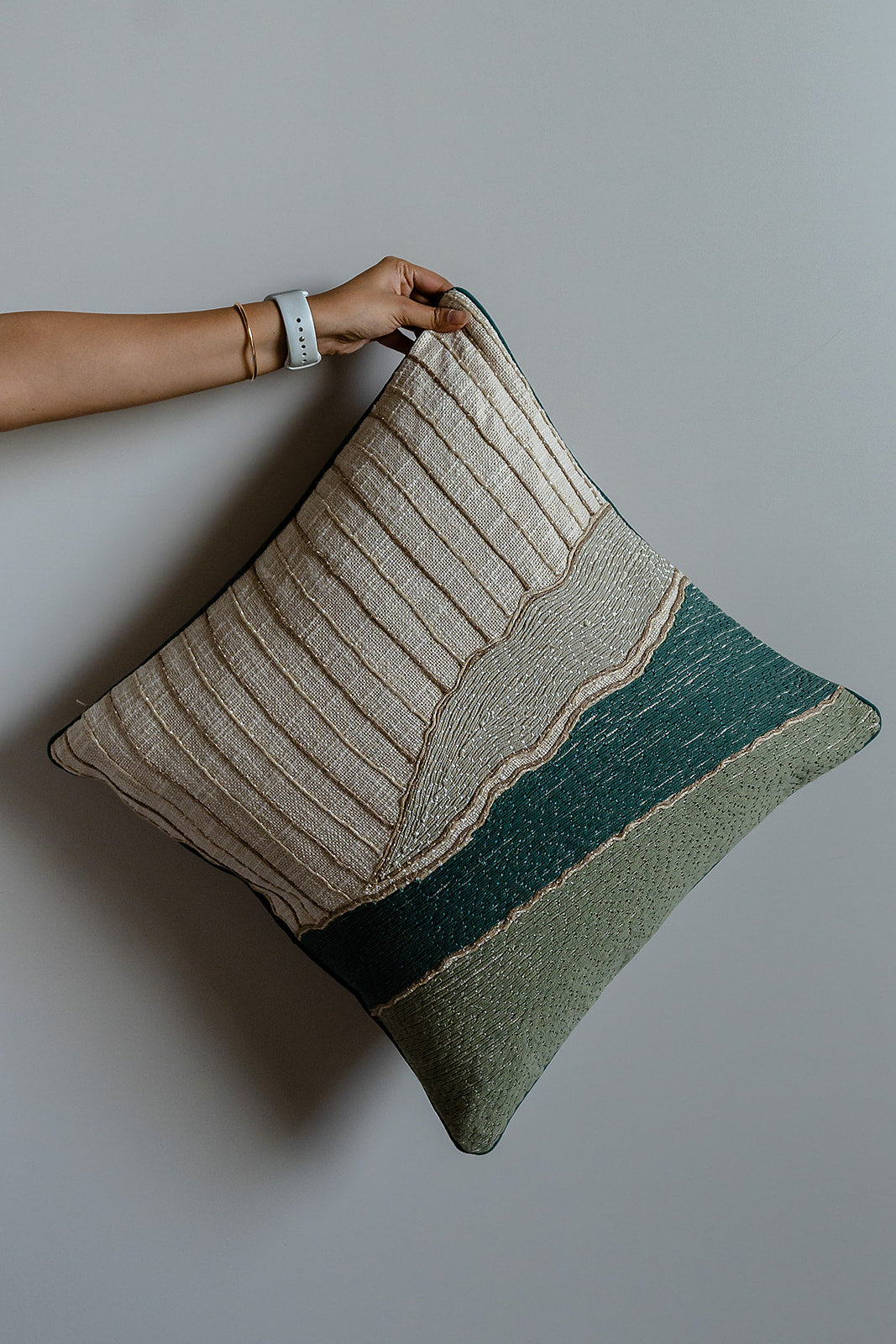 PATINA HAND EMBROIDERED CUSHION COVER