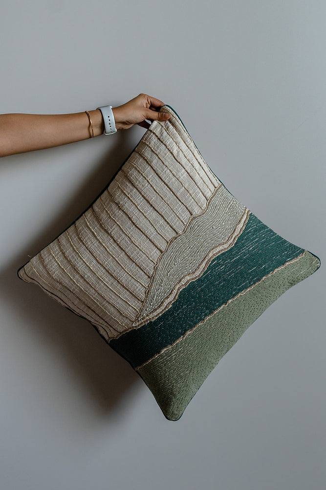 Patina Hand Embroidered Cushion Cover