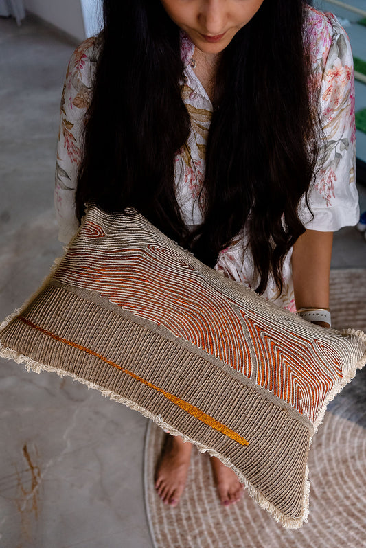 SONEVA EMBROIDERED LUMBAR CUSHION COVER